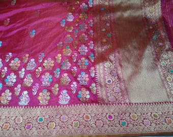 Katan Tissue Meenakari Saree: Handloom Banarasi Silk Weaving