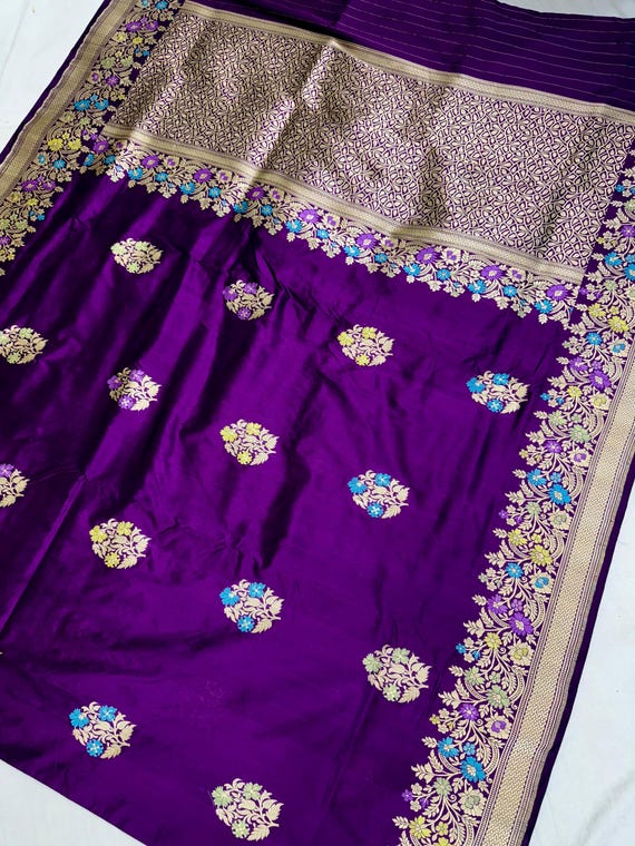 Handloom Katan Zari Silk Saree, Banarasi Paithani Border, Wedding Saree