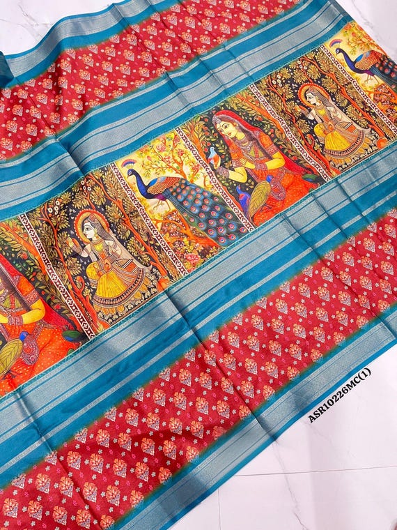 Crepe Silk Saree: Kalamkari Handloom Wedding Saree
