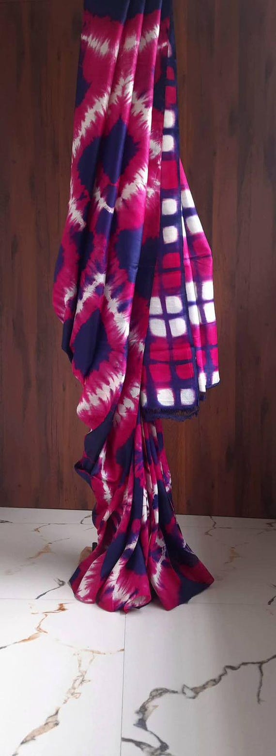 Handloom Bishnupur Silk Saree, Abstract Block Print, Wedding Banarasi