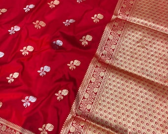 Timeless Handwoven Pure Banarasi Katan Silk Saree, Heavy Kadwa Buta Bridal Sari Masterpiece