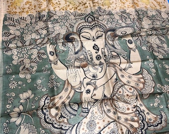 Pure Tussar Silk Saree | Hand-Painted Karukalam Art, Natural Leaf Dye, Handloom Masterpiece Wedding