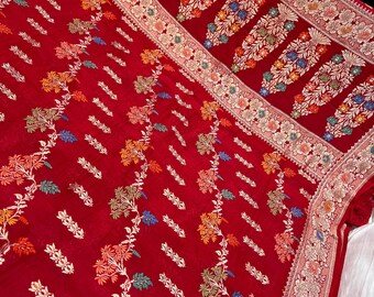 Banarasi Handloom Tussar Georgette Saree, Khaddi Border