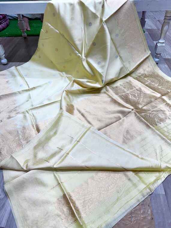 Buta Zari Silk Saree, Handloom Banarasi Paithani Border, Wedding Saree