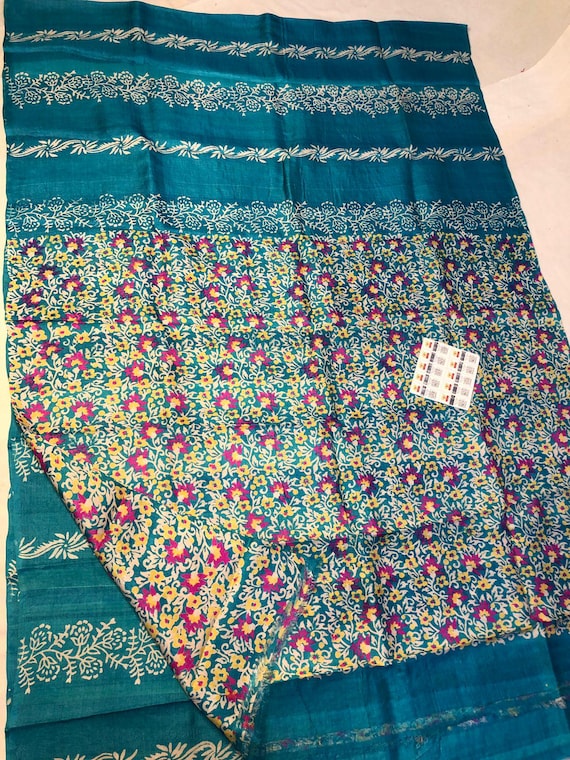 Handloom Muga Tussar Silk Saree: Kalamkari Floral Wedding Saree