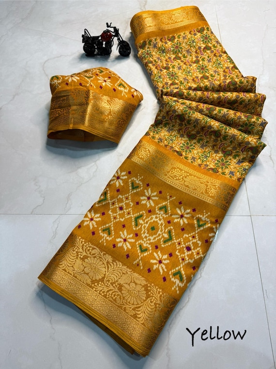 Chanderi Silk Saree, Kalamkari Floral Handloom, Wedding Zari Border