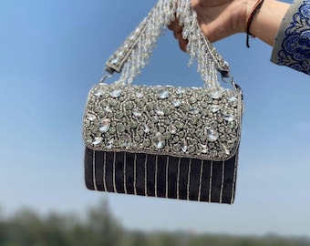 Handmade Beaded Bridal Potli Bag, Luxury Embellished Clutch