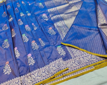 Katan kora kadhua silk Meenakari Saree: Handloom Banarasi Silk Weaving