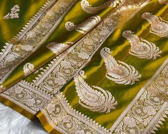 Certified Mashru Katan Silk Saree | Handloom Banarasi Masterpiece Wedding outfit
