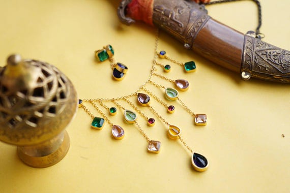 Sabyasachi Inspired Necklace Set, Multi-Color Stone Beaded Jewelry