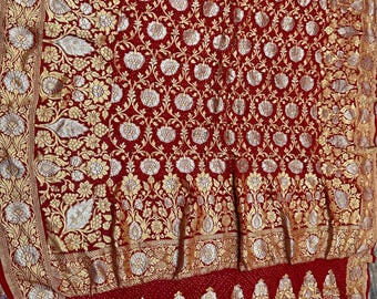 Handloom Banarasi Khaddi Bandhej Saree, Soft Georgette Chiffon