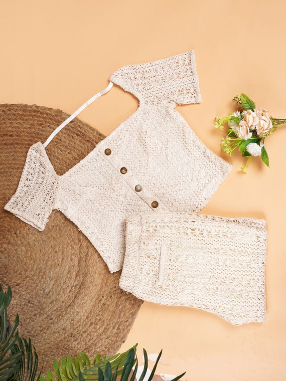 Handmade Crocheted Set | Crop Top & Pants | Boho Summer Outfit | Festival Wear | Gift for Her