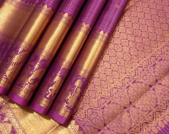Magenta Kancheepuram Silk Saree | Handloom Pure Zari Bridal Pattu