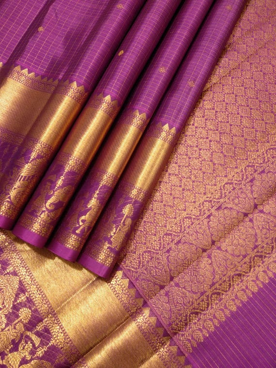 Magenta Kancheepuram Silk Saree | Handloom Pure Zari Bridal Pattu