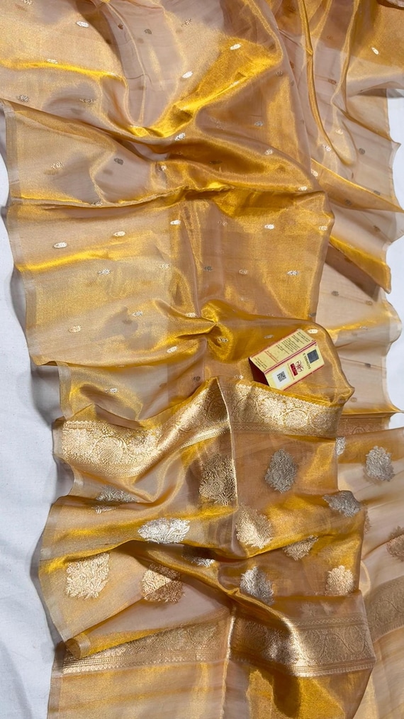 Katan Tissue Zari Silk Saree, Handloom Banarasi Weaving, Wedding Saree