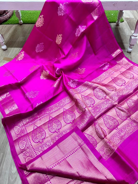 Buta Zari Silk Saree, Banarasi Handloom Weaving, Paithani Border