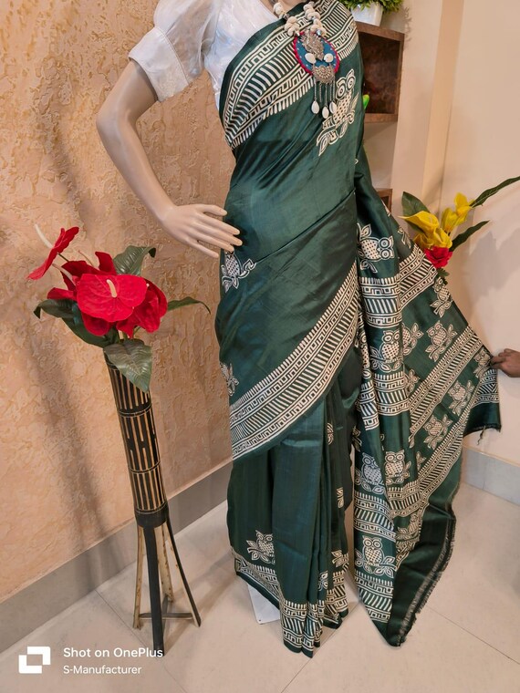 Handloom Katan Bishnupur Silk Saree, Block Print Banarasi, Wedding Saree