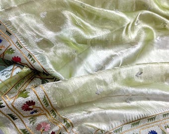 Metallic Banarasi Tissue Saree | Intricate Hand-Embroidered Border | Heritage Wrap Wedding Sari