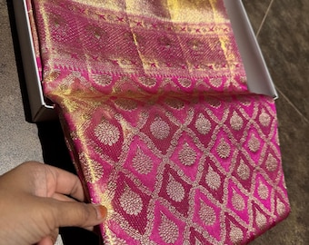 Magenta Kancheepuram Silk Saree | Pure Zari South Indian Wedding Pattu