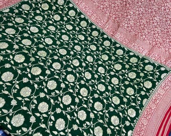 Handloom Banarasi Khaddi Georgette Saree, Silk Mark