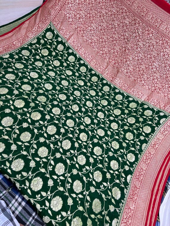 Handloom Banarasi Khaddi Georgette Saree, Silk Mark