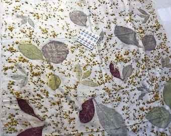 Handloom Tussar Silk Saree, Eco Leaf Print, Silk Mark Certified