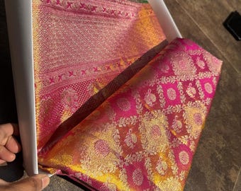 2 Gram pink Gold Kancheepuram Silk Saree: Handloom Zari Bridal Pattu