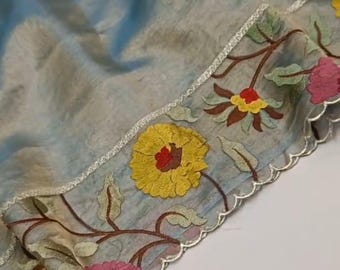 Handloom Tissue Silk Saree, Meenakari Embroidery, Banarasi Border