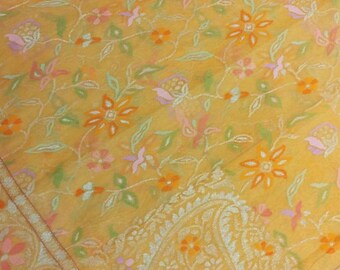 Extraordinary Handcrafted Banarasi Jamdani Silk Saree, Luminous Golden Zari Bridal Wedding Celebration Masterpiece