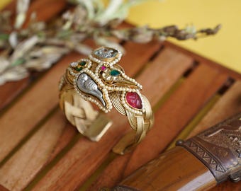 Handmade Kundan Bracelet | Boho Gold-Tone Indian Bangle