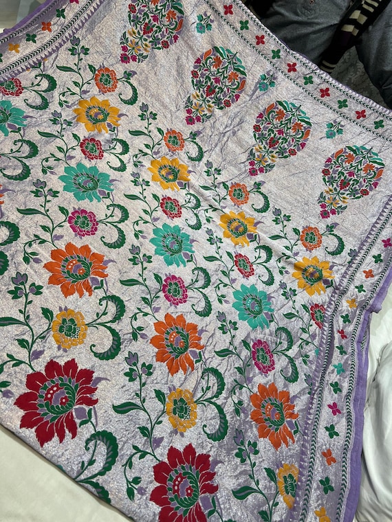 Handloom Khaddi Tussar Georgette Saree, Banarasi Silk Border