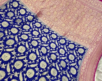 Handloom Khaddi Georgette Banarasi Saree, Silk Mark Certified