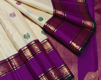 Pure Kanchipuram Silk Saree | 2G Pure Zari Korvai Handloom Wrap | Exclusive Bridal Collection