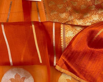 Kora Banarasi Silk Saree | Handloom Maheen Work Kalakari Design (Silkmark Certified)