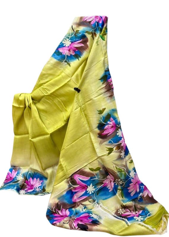 Handloom Katan Silk Saree, Bishnupur Block Print, Wedding Saree