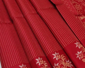 Handloom Double Katan Silk Banarasi Saree, Silk Mark Certified