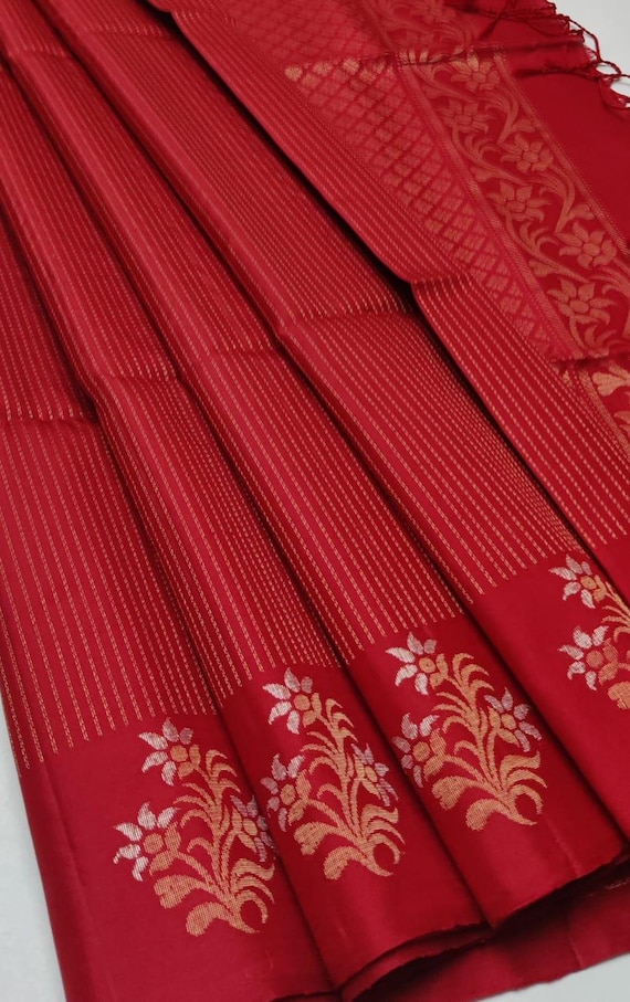 Handloom Double Katan Silk Banarasi Saree, Silk Mark Certified