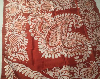 Hand-Painted Pure Tussar Silk Saree: Artisan Floral Masterpiece with Pure Zari Border