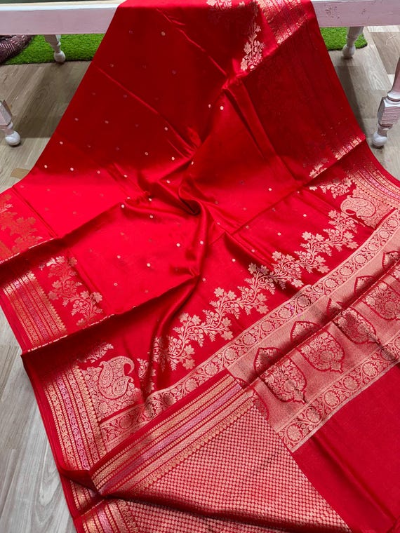 Buta Zari Silk Saree, Handloom Weaving Banarasi Paithani Border