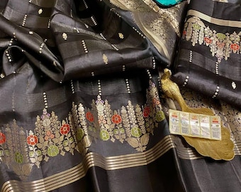 Handloom Katan Silk Banarasi Saree: Raw Mango, Silk Mark Certified