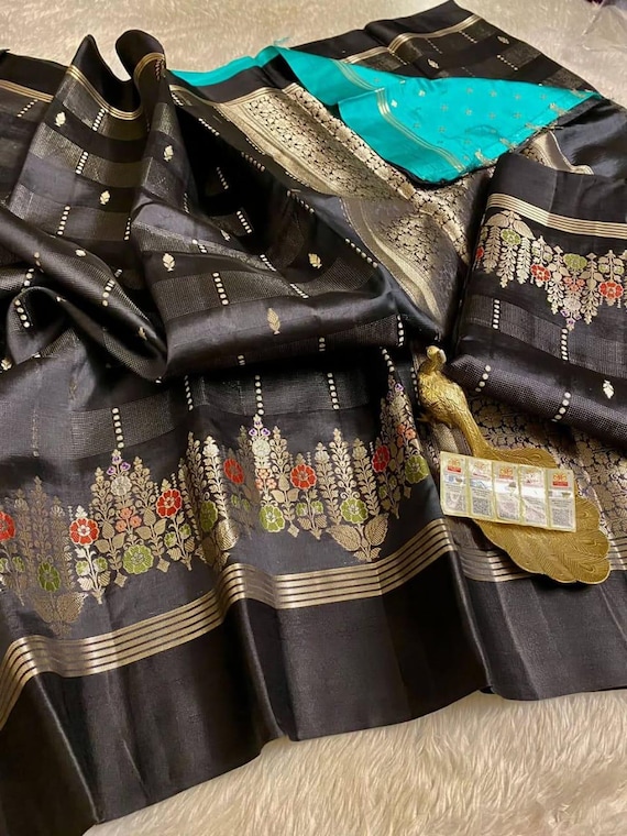 Handloom Katan Silk Banarasi Saree: Raw Mango, Silk Mark Certified