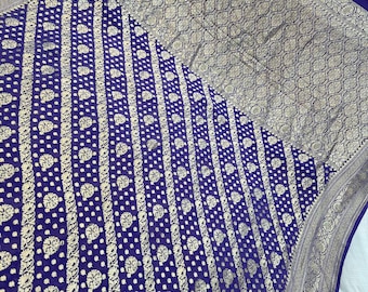 Handloom Banarasi Khaddi Georgette Saree, Pure Soft Chiffon, Silk Mark