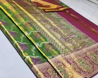 2 Gram Gold Kancheepuram Silk Saree: Handloom Zari Bridal Pattu