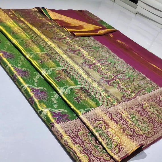 2 Gram Gold Kancheepuram Silk Saree: Handloom Zari Bridal Pattu