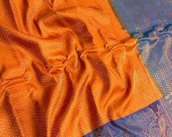 Gold Brocade Gadwal Handloom Silk Saree | Pure Zari Bridal Pattu