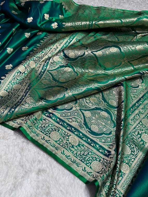 Mashru Katan Zari Silk Saree: Banarasi Handloom Weaving, Silk Mark