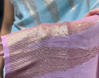 Pastel Ombre Georgette Saree | Metallic Chevron Pattern | Cocktail Party Sari