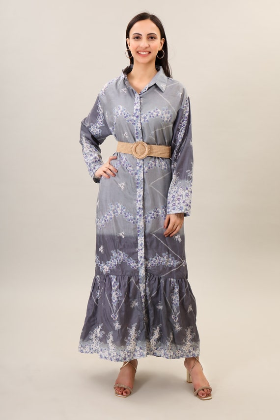 Handmade Silk Maxi Dress: Bohemian Floral Print, Summer Boho Style