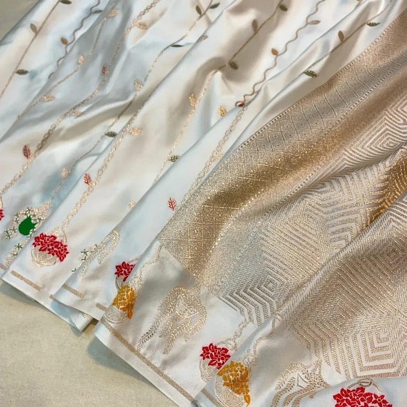 Mashru Katan Zari Silk Saree: Handloom Banarasi Weave, Silk Mark