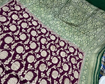 Handloom Banarasi Khaddi Georgette Saree, Silk Mark